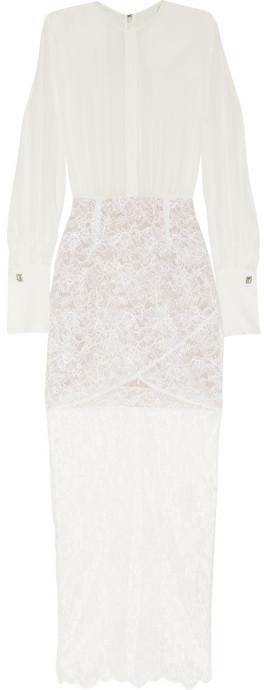 Wedding - Alessandra Rich Silk-crepe and Chantilly lace gown