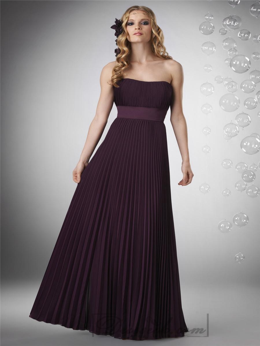 Wedding - Shirred Bust with Charmeuse Waistband and Pleated Skirt Bridesmaid Dresses