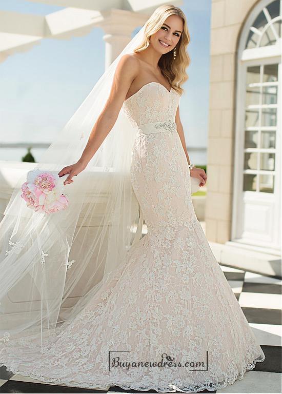 Hochzeit - Alluring Lace Sweetheart Neckline Natural Waistline Mermaid Wedding Dress