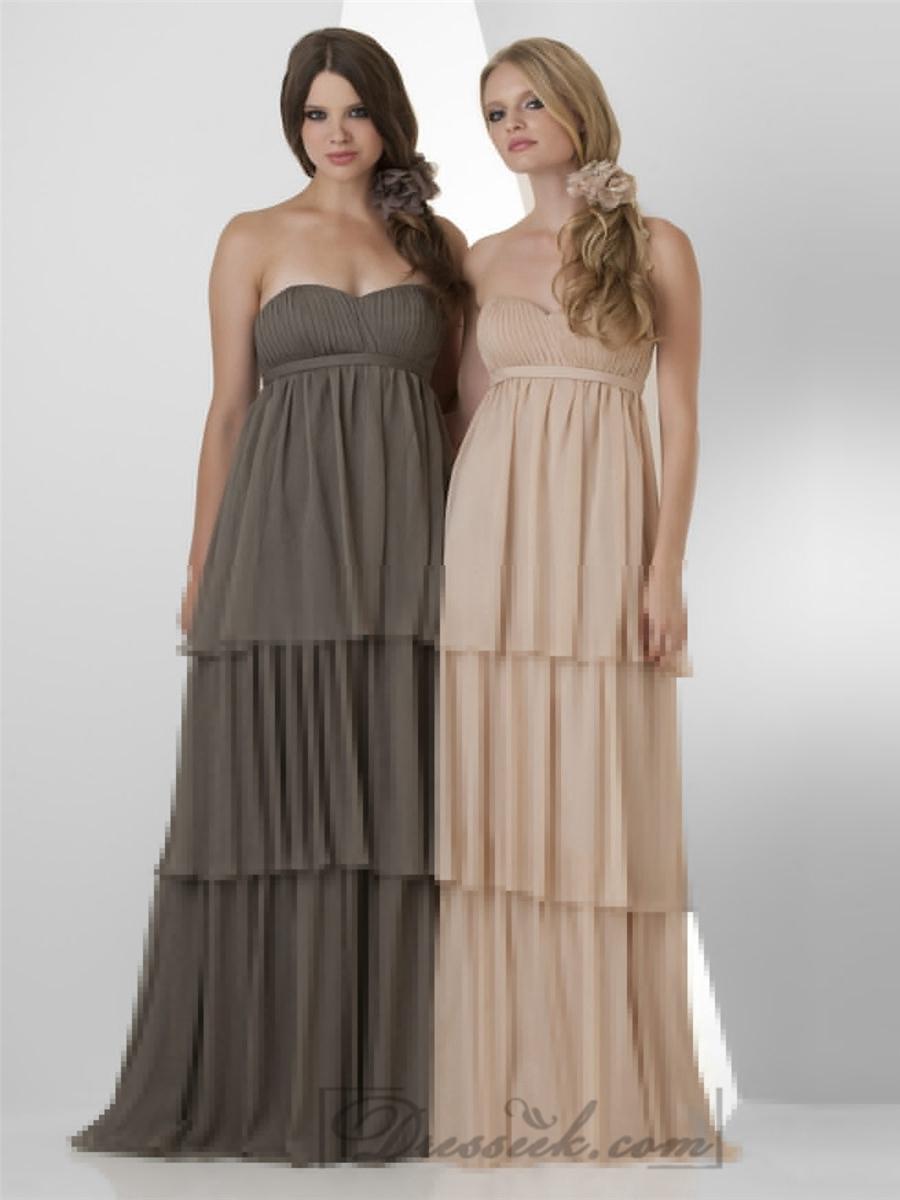 Mariage - Sweetheart Shirred Bust Three Tiered Skirt Bridesmaid Dresses