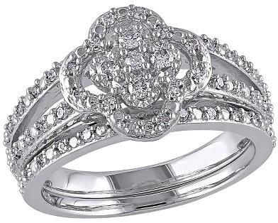 زفاف - 1/3 CT. T.W. Diamond Bridal Ring Set in Sterling Silver (GHI I2-I3)