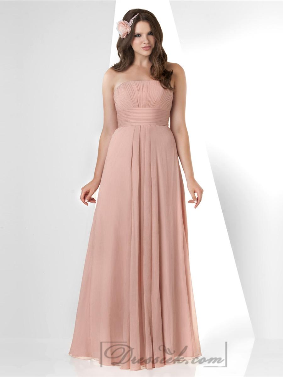 Mariage - Blush Strapless Shirred Crinkle Bridesmaid Dresses