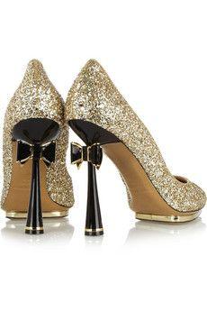 Mariage - Glitter-finished Leather Pumps