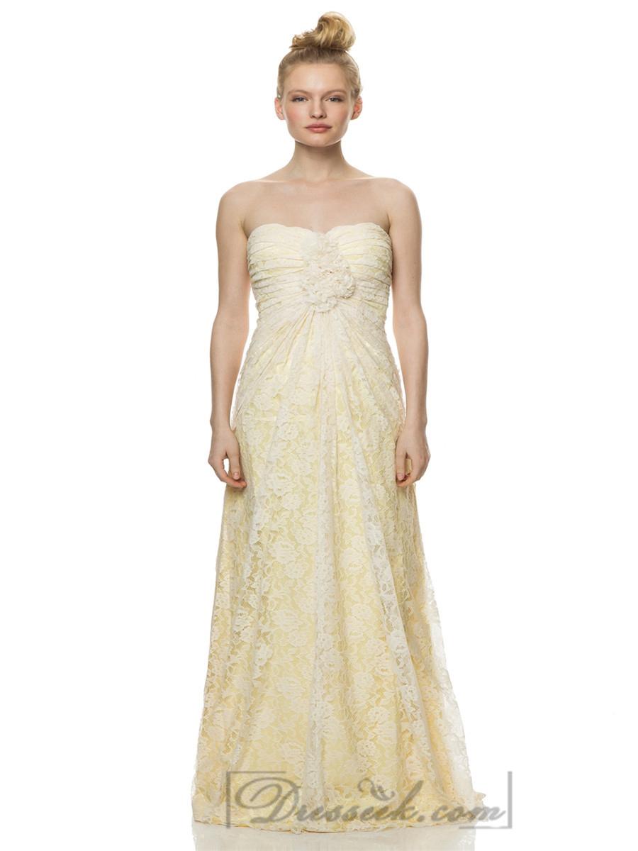 زفاف - Shirred Sweetheart Lace Charmeuse Bridesmaid Dresses with Scallop Edge