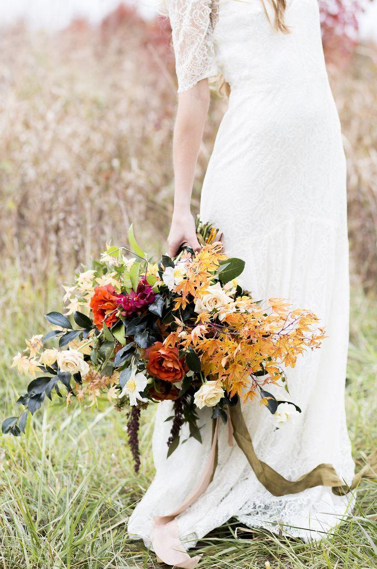 زفاف - Elegant Dark Fall Bouquet
