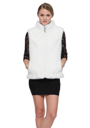 زفاف - White faux mink fur short-length vest