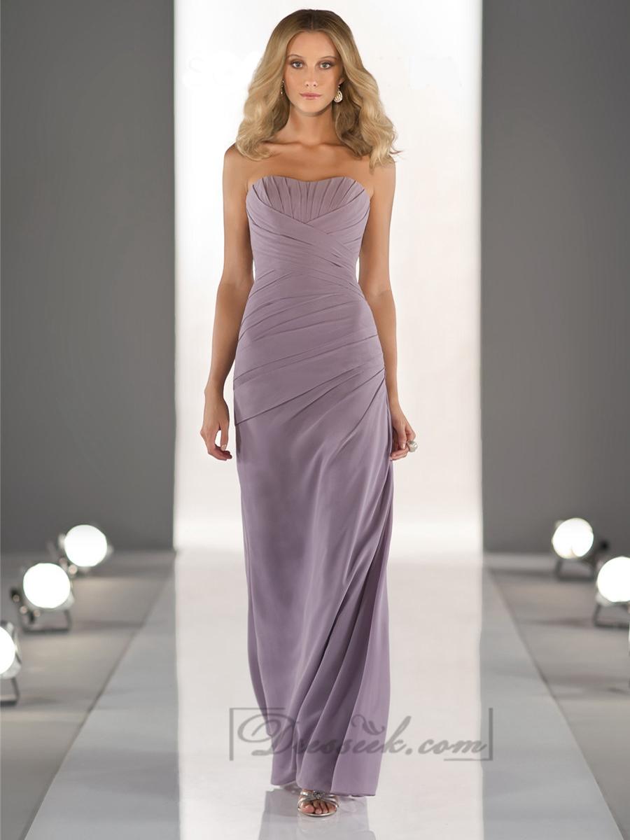 Hochzeit - Sleeveless Floor Length Bridesmaid Dresses with Criss-crossed Ruched Bodice
