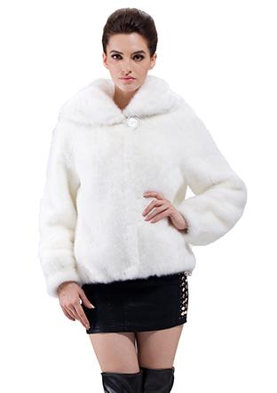 Mariage - Faux white mink fur coat  for women
