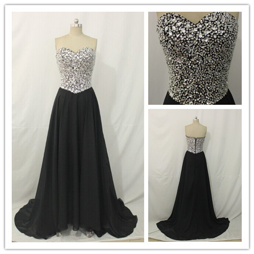 Wedding - Sequin Top Black Floor Length Evening Dress & Homecoming Dress On Sale