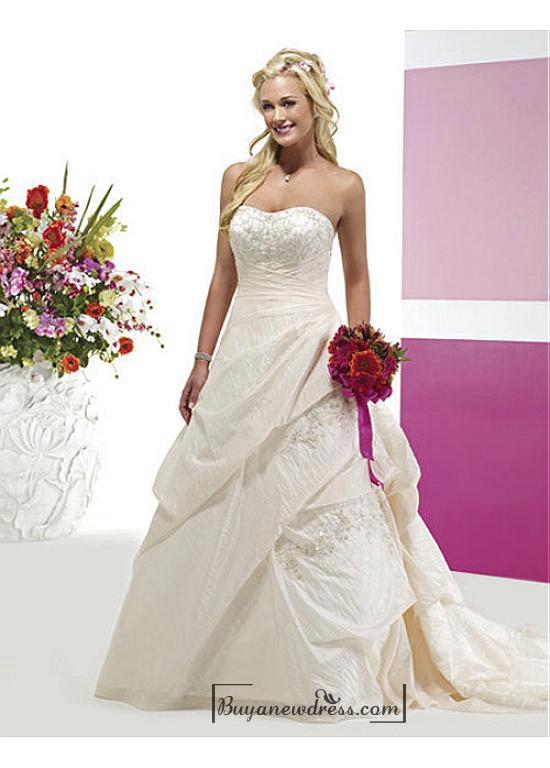 Mariage - Beautiful Elegant Taffeta A-line Sweetheart Wedding Dress In Great Handwork
