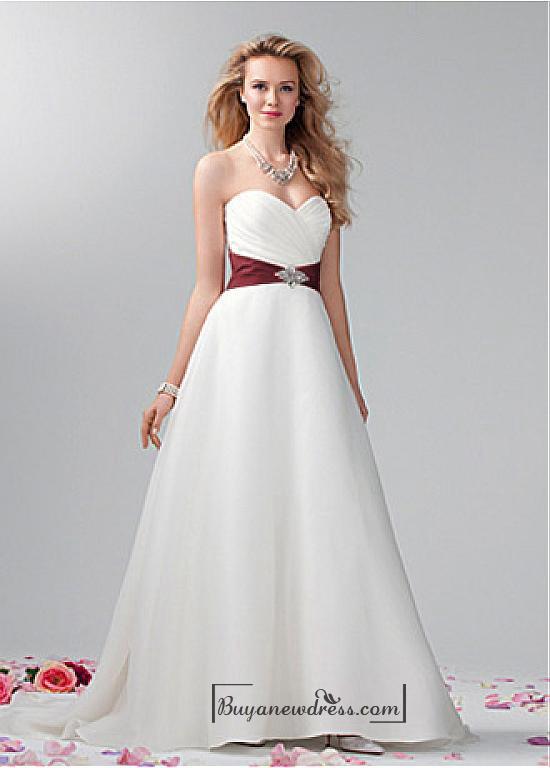 Hochzeit - Beautiful Organza Satin & Satin A-line Sweetheart Neck Raised Waistline Wedding Dress