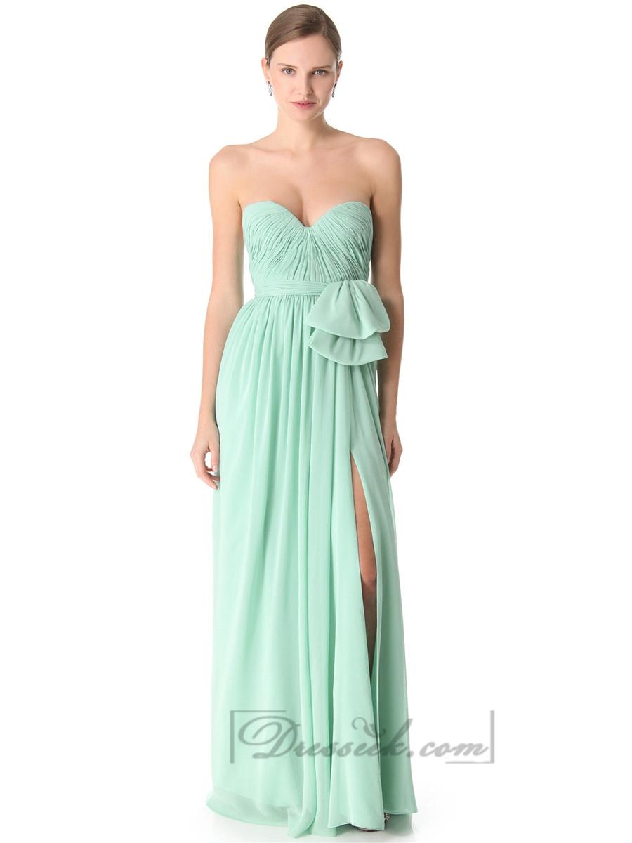 زفاف - Sweetheart Ruched Bodice Thigh-high Slit Long Prom Dresses / Evening Dresses