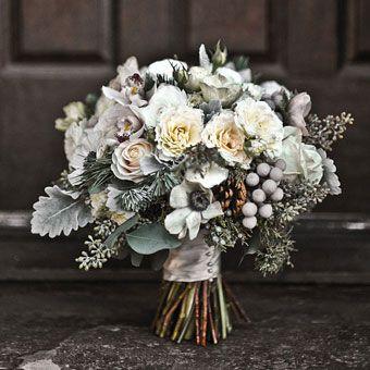 Wedding - White And Silver Winter Wedding Bouquet