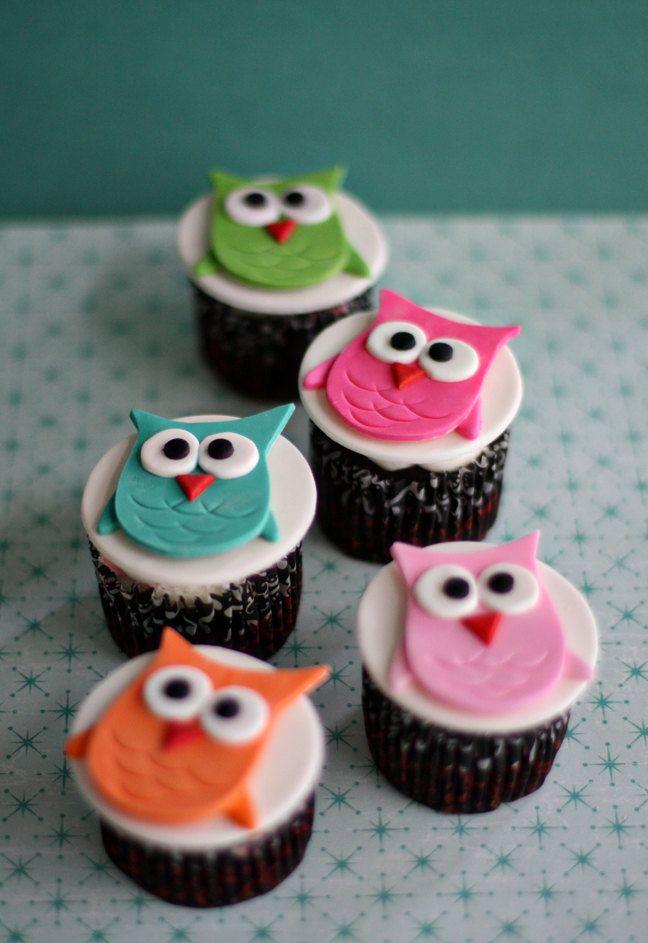 Свадьба - Owl Fondant Toppers For Cupcakes, Cookies Or Other Treats