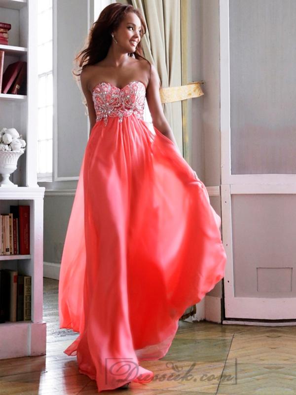 Mariage - Elegant Strapless Sweetheart Beaded Bodice Floor Length Prom Dresses