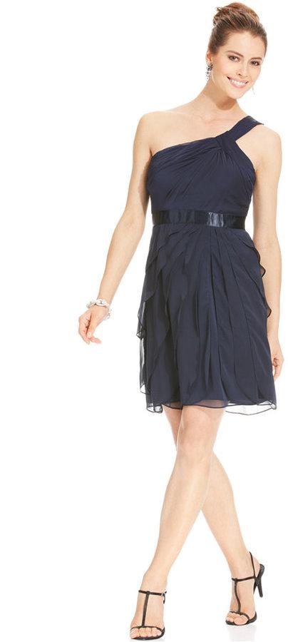adrianna papell tiered chiffon dress