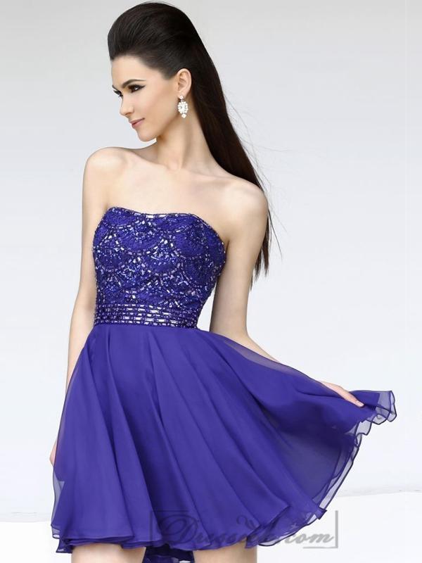 Mariage - Elegant Strapless Short Formal Dresses with Beaded Bodice