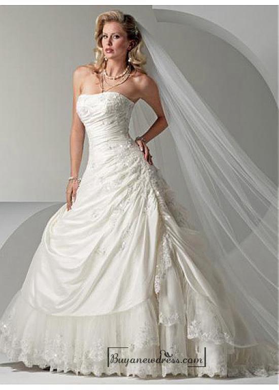 Hochzeit - Beautiful Elegant Exquisite Strapless Taffeta Wedding Dress In Great Handwork