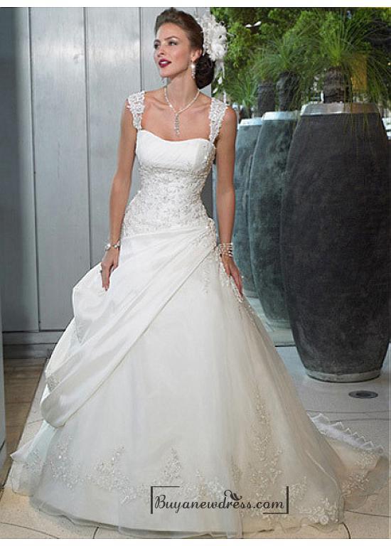 زفاف - Beautiful Elegant Exquisite Taffeta & Organza A-line Beaded Appliques Wedding Dress In Great Handwork
