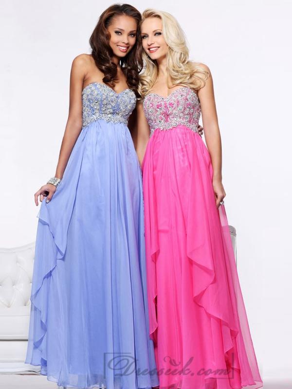 Mariage - Strapless Sweetheart Beaded Bodice Long Prom Dresses