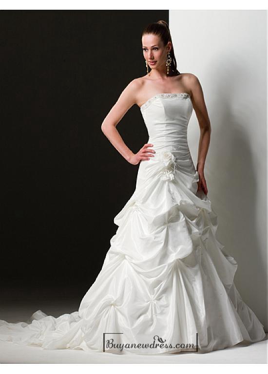 Wedding - Beautiful Elegant Exquisite Taffeta Wedding Dress In Great Handwork