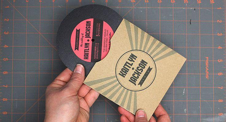 Hochzeit - Totally Free, Totally Rockin' DIY Vinyl Record Wedding Invitation From Download & Print