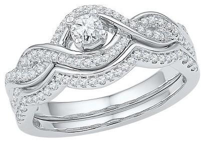 زفاف - 1/2 CT. T.W. Round Diamond Prong Set Bridal Ring in 10K White Gold