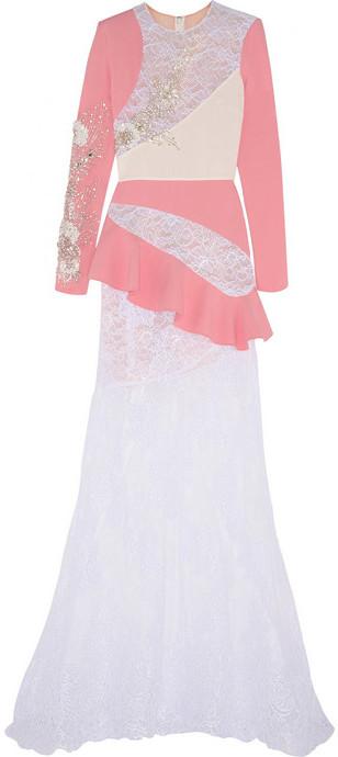زفاف - Alessandra Rich Embellished lace and stretch-silk cady gown