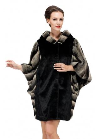 Wedding - for collar coat for women with gray chinchilla fur bat