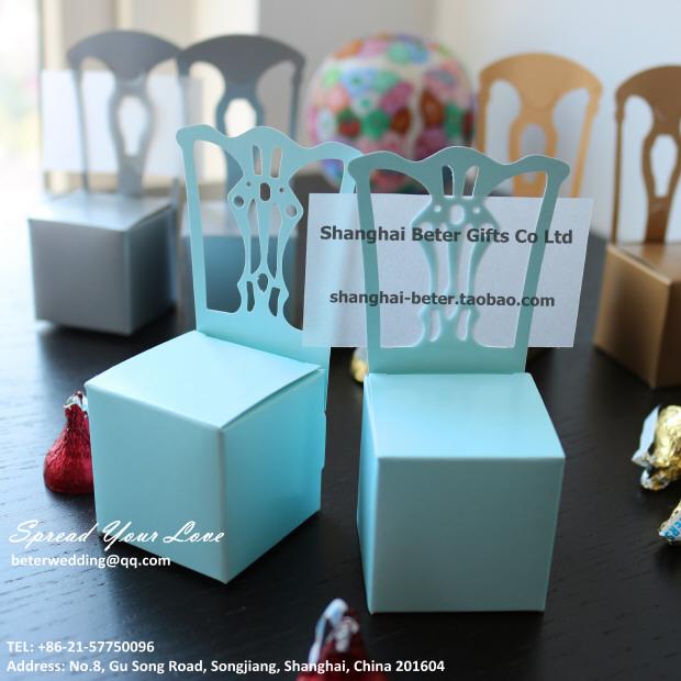 زفاف - Tiffany Blue Miniature Chair Place Card Holder and Favor Box TH005-C0