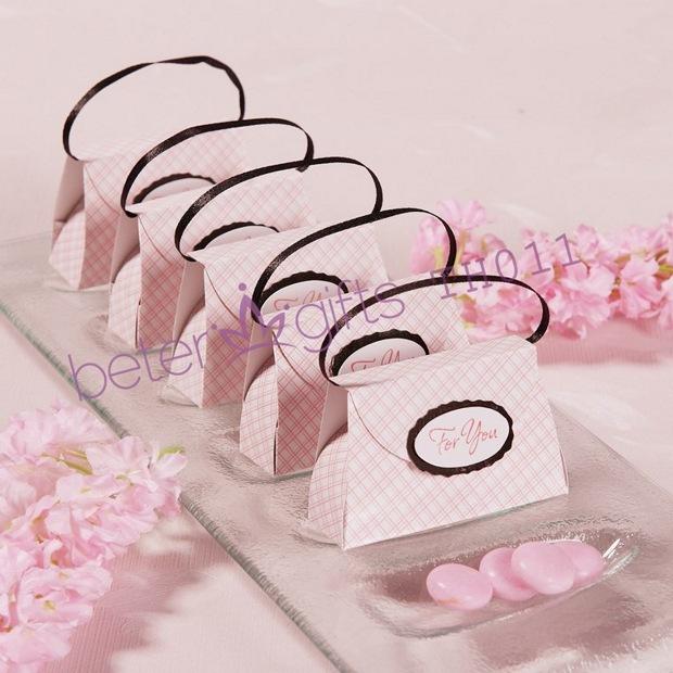 Hochzeit - The Pink-Plaid Purse wedding Favor Box TH011 Jewelry Box and Wedding Gift wholesale@BeterWedding