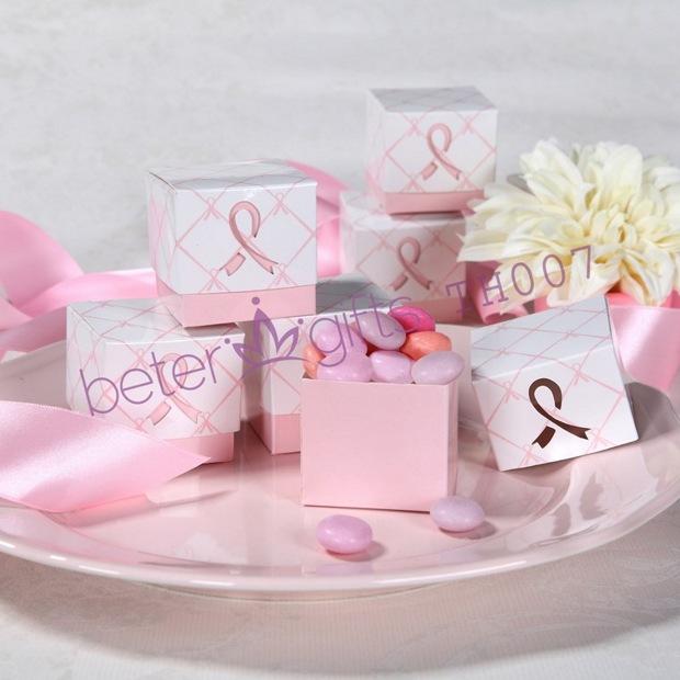 زفاف - Pink Ribbon Wedding Favor Box