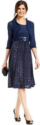 Hochzeit - Sangria Ruffled Mesh Lace Dress and Jacket
