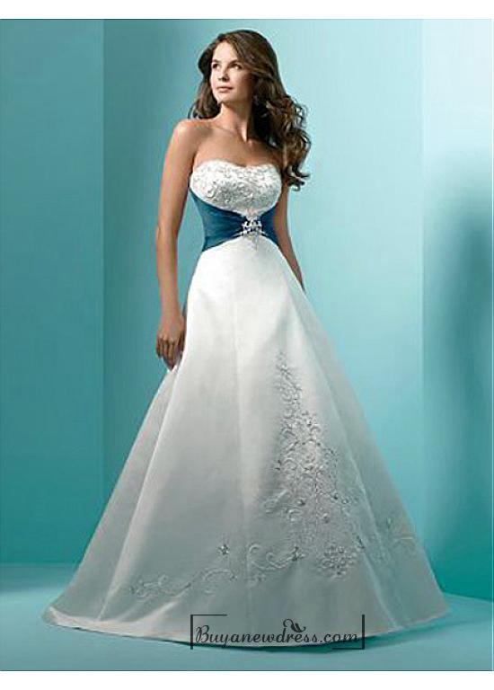 Mariage - Beautiful Elegant Satin A-line Strapless Wedding Dress In Great Handwork