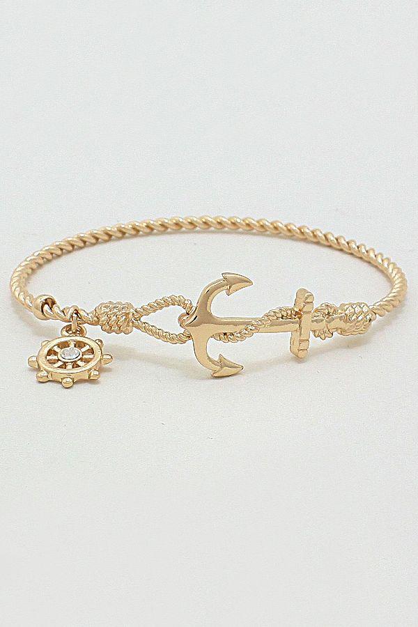 Wedding - Nautical Cable Bracelet In Gold