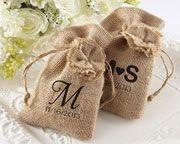 Mariage - Rustic Burlap Favor Bags - Available Personalized (Set Of 12)