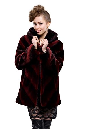 Mariage - fake fur coats with dark red rex rabbit fur