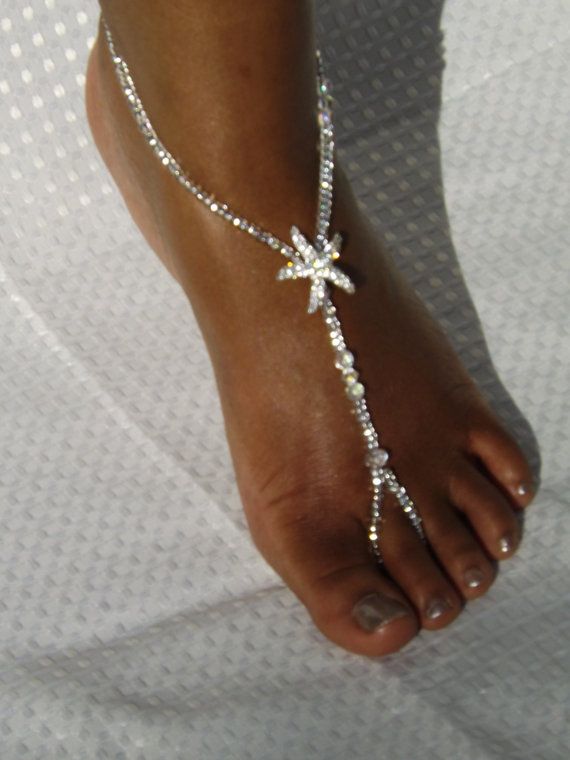 Mariage - Bridal Jewelry Barefoot Sandals Wedding Foot Jewelry Anklet Rhinestone Barefoot Sandles Beach Wedding