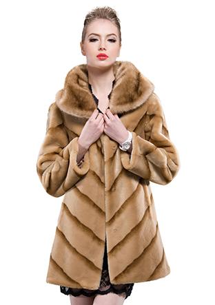 Mariage - Grey fur jacket or light brown twill rex rabbit velvet with mink fur collar