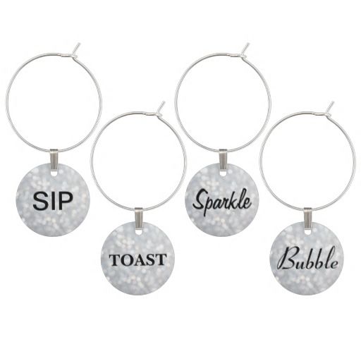 Mariage - Sip, Toast, Sparkle, Bubble Wine Charms