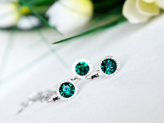 Свадьба - #emerald #green #bridesmaids #bridal #flowergirl #wedding #jewelryset #artdeco #clearcrystal #rhinestone #necklace #earrings  #chic