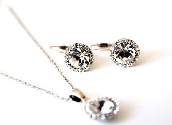 زفاف - #bridal #bridesmaids #wedding #jewelryset #artdeco #clearcrystal #rhinestone #necklace #earrings  #chic
