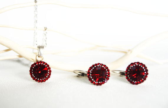زفاف - #burgundy #red #bridal #bridesmaids #wedding #jewelryset #artdeco #clearcrystal #rhinestone #necklace #earrings  #chic