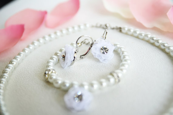 Wedding - #wedding #bridal #bridesmaids #flowergirl #jewelry #white #ivory #pearl #necklace #earrings #bracelet #chic #gift