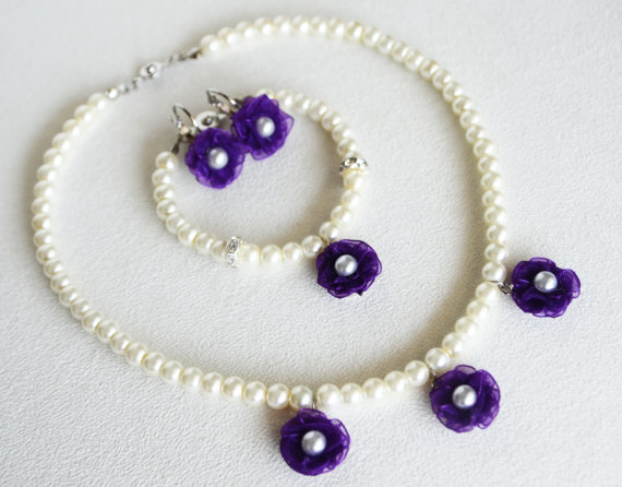 Wedding - #purple #wedding #bridal #bridesmaids #flowergirl #jewelry #pearl #necklace #earrings #bracelet #chic #gift
