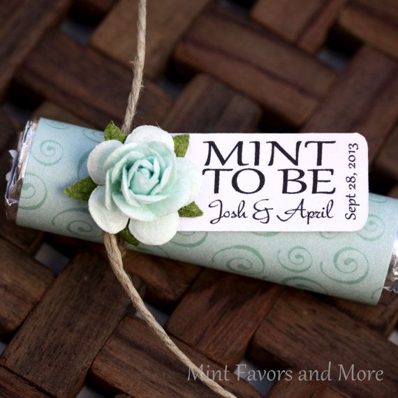 pale green colorful Set of 24 mint rolls unique party favors fern Mint to be favors with personalized tag Mint wedding Favors