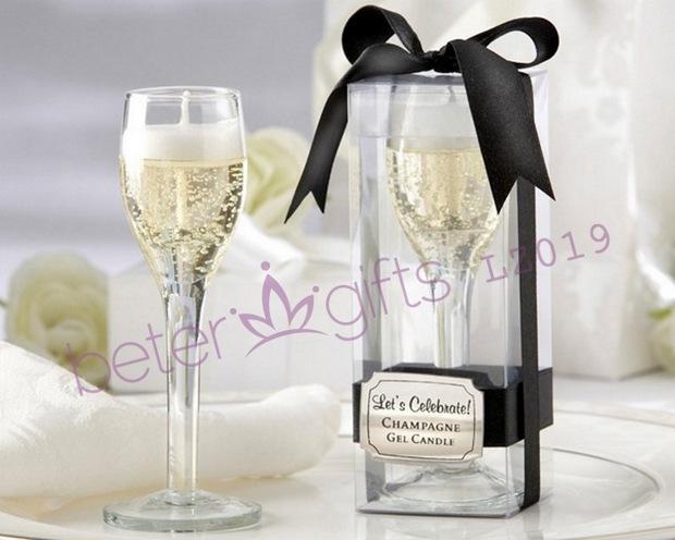Wedding - "Let's Celebrate!" Champagne Flute Gel Candle