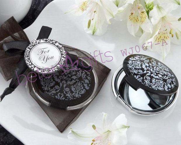 Wedding - "Reflections" Elegant Black-and-White Mirror Compact