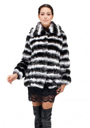 Hochzeit - Girls faux fur coat with black chinchilla fur women short coat