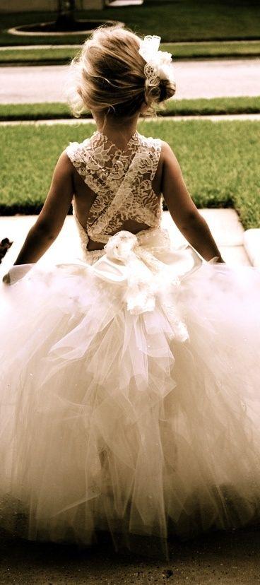Wedding - Ivory Flowergirl Dress . Tutu Skirt . Halter Top W/ Lace Straps . Sizes 12mo - 5T